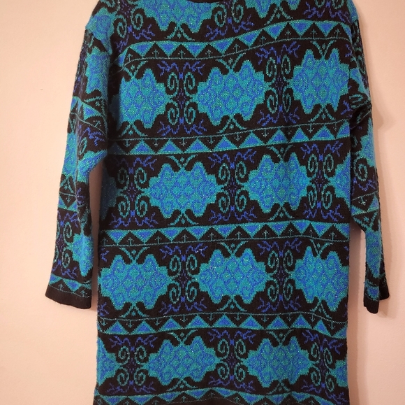 DANA SCOTT VINTAGE KNIT METALLIC PRINT TIGHT KNIT SWEATER WOMEN SIZE MEDIUM - Picture 2 of 3